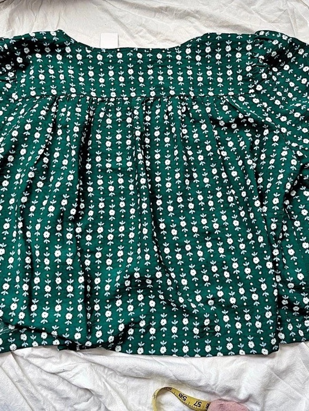 LOFT Floral Blouse Green & White Medium NWT